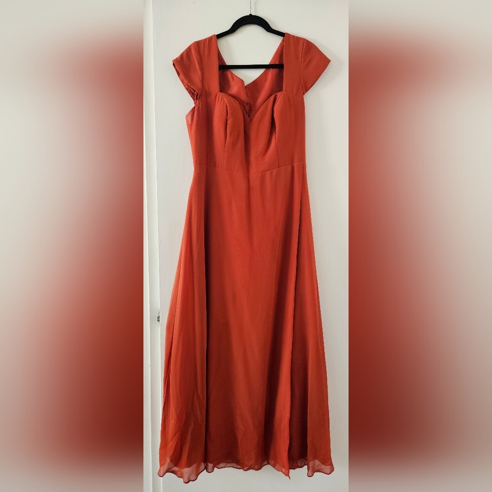 Burtn orange bridesmaid dress